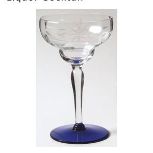 Weston Cobalt Blue Champagne/Sherbet / Cocktail Stem GlassesGoblets (4) VTG